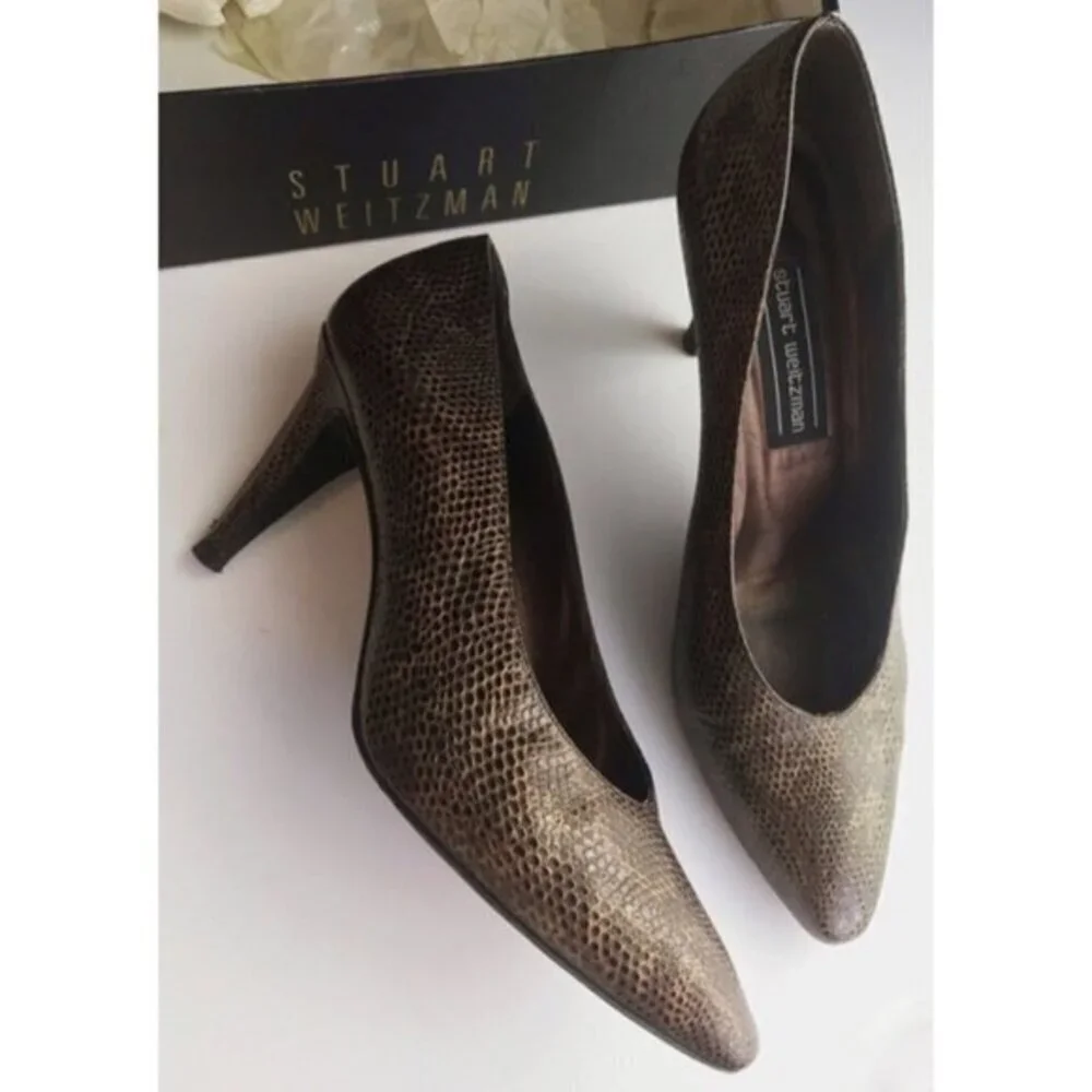 Stuart Weitzman • Vintage Textured Brown Heels